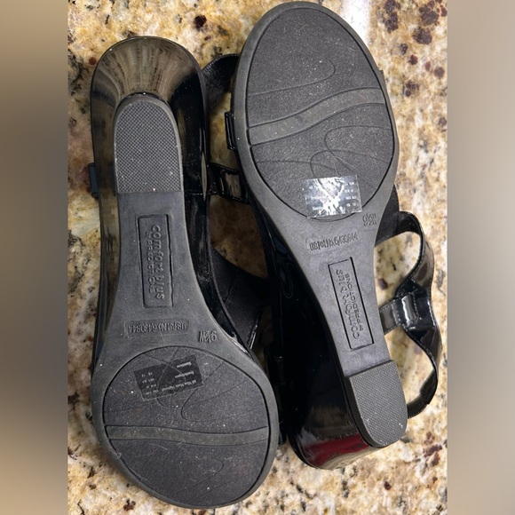Comfort Plus by Predictions Elegant Black Wedge Sandals size 9.5 W - Picture 8 of 8